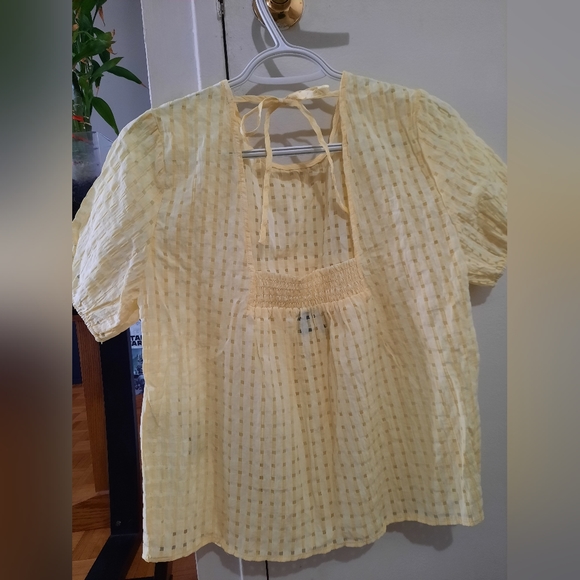 VERO MODA sheer checkered top M - Picture 2 of 2